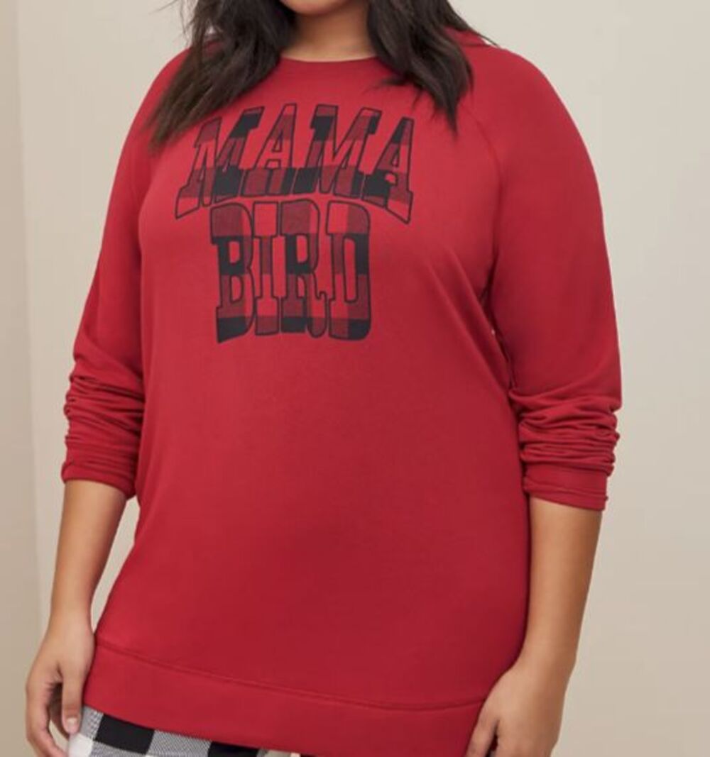 Torrid Red MAMA BIRD Long Sleeve Fleece Tunic Plus Size 2X